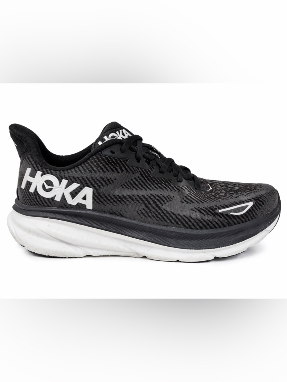 Hoka Clifton 9 Black White Running Shoes Women’s 7.5B Small Mesh Hole